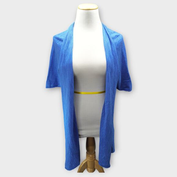 Womens Eileen Fisher Blue Open Front Cardigan Linen Blend Size PL - Picture 2 of 6